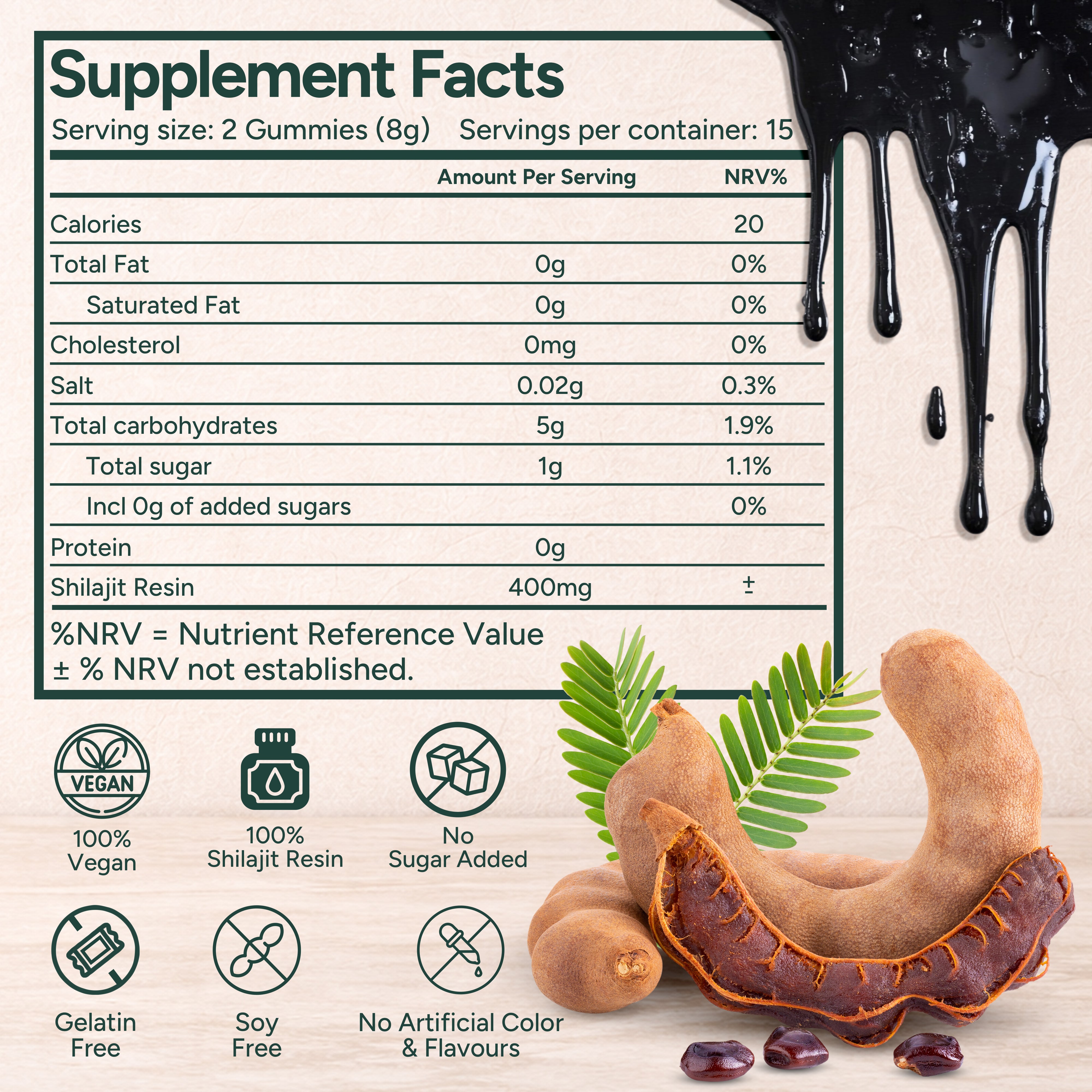 Swasth Shilajit Tamarind Gummies – 60 Vegan Gummies | Fulvic Acid & Trace Minerals